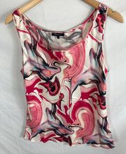 Lafayette 148 Marble Swirl Silk Tank Pink Size 8