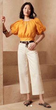 White Wide Leg Cropped Jeans