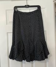 NYGARD Collection Silk Ruffle Hem Polka Dot Print Skirt