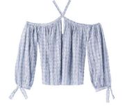 Rebecca Taylor Yarn Dyed Striped Top Blue Size 10