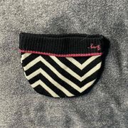 Juicy Couture Y2K Black & White Patterned Beanie W/ Hot‎ Pink Embroidered…