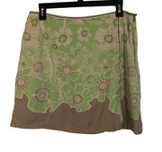 Izod Golf Skort Size 6 Short A-Line Green Brown Floral Skirt Preppy Flowers Y2K