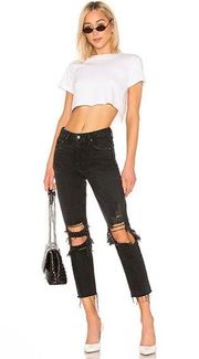 Lovers + Friends Logan High Rise distressed straight leg ankle jeans