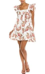 70/21 Floral Ruffle Sleeve Mini Dress Medium NEW