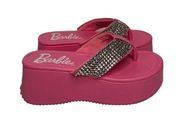 Forever 21 Barbie Rhinestones Wedge Platform Sandals PINK Womens Size 8.5 Retro
