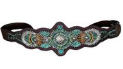 Chicos Belt Womens M/L Brown Genuine Leather Beaded Snap Adjustable Western Boho