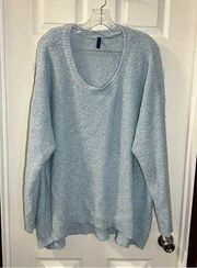 Falls Creek Light Blue Fuzzy Knit Scoop Neck Sweater size 3X