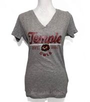 NWOT Temple University Owls V Neck Tee T Shirt Top Heather Gray 