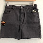 Junk Food Clothing Def Leppard Washed Out Black Denim Skirt. Size 5