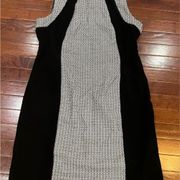 Peter Nygard black and white with leather piping sheath dress size 14