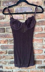 Victoria's Secret Brown Sheer Mesh Lace Vintage Y2K Lingerie Slip Women's 36B