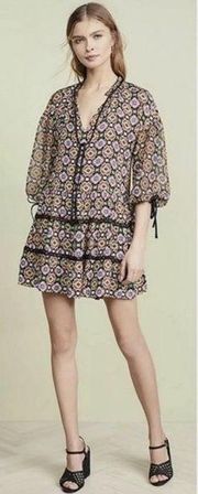 ALICE & OLIVIA‎ Arnette Tiered Tunic Mini Dress size S