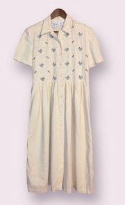 Karin Stevens Vintage CottageCore Folklore Linen/Rayon Dress - size 14