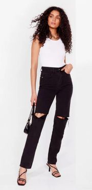 Nasty Gal Strike a Pose Distressed Mom Jeans Size 8 NWT