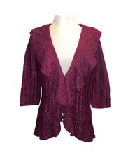 sweater cardigan ruffled draped front hook/eye closure size XL petite