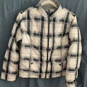 Natural Reflections white/black Plaid Jacket with Jersey knit inside- size M