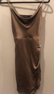 Dark Gold Cowl Neck Dress