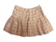 HESPERUS Light Pink Plaid Pleated Mini Tennis Skirt size medium