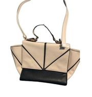 MELIE BIANCO Cream and Black Leather Handbag with Long Straps