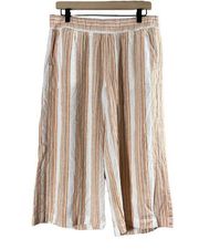 Cloth & Stone Orange & White Striped Wide Leg Cropped Pants - Size Large - Linen