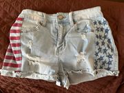 American-flag Themed Jean Shorts