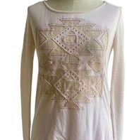 Daytrip Light Weight Soft Pink Long Sleeve Aztec Print Top