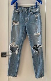 Abercrombie and Fitch Mom Jeans Ripped Distressed Jeans Size 25