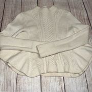 Club Monaco cable fisherman crew neck swing sweater cream size S