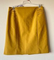 NWt Express 4P Mustard Yellow Pencil Skirt Pressed Pleats Waist Fully Lined