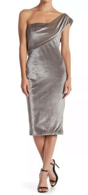 Driggs Velvet Midi Dress in Pewter