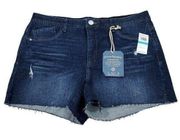 Democracy Ab Solution High Rise Cutoff Jean Shorts Size 16 Dark Wash Blue Denim