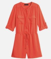 NWT Adelyn Rae Red Wilma Crepe Roll Tab Sleeve Lightweight Women Small Romper