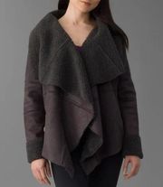 Romeo & Juliet Couture Open Front Faux Suede Shearling Coat