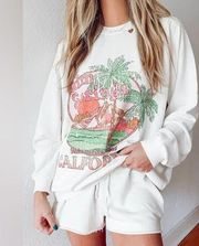 Show Me Your Mumu Sweatshirt Palm Springs Graphic crewneck white pink