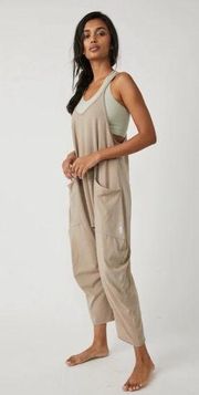 Free People Hot Shot Jersey Knit Boho Onesie Jumpsuit Movement Large Nwt Moss