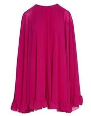 Ieena Mac Duggal NWT High Neck Ruffle Hem Cape Mini Dress in Fuchsia Size 10