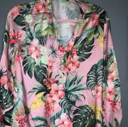 🌴🌺 NWT Zara Button Down Tropical Print Satin Shirt