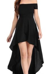 Black Off The Shoulder HighLow Dress