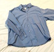 Stripy oversized button down shirt blue/white size M