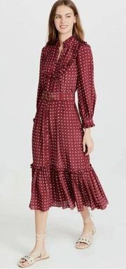 NEW. Zimmermann Polka Dot Print Midi Dress ZM 2, US 8