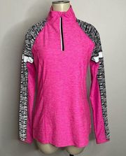 BCG Athletic Pullover 1/4 Zip SMALL Pink Black Fitness Active Gym Running Shirt