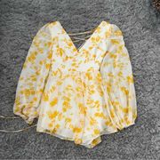 Showpo  White and Yellow Floral Long Sleeve Romper size 4