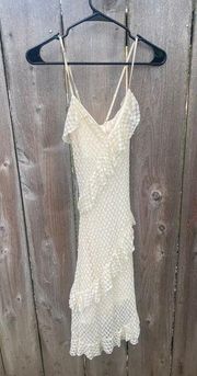 Chelsea & Violet Cream Lace Dot Ruffle Dress