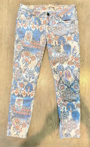 ZARA Like new  Woman Premium Collection tribal print cropped jeans. Sz 6