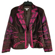 Nygard Collection Velvet Bohemian Embroidered Jacket Women’s Size Medium