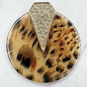 Guess Rhinestone Animal Print Spinning Disc Pendant