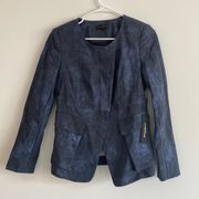 DONNA KAREN New York womens blue collarless blazer jacket pockets size 2