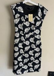 Laura Ashley Black & White Floral Dress sz 8 NWT