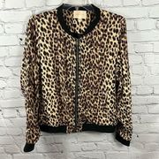 Skies Are Blue Evereve Bomber Jacket Leopard Print Full Zip Lightweight M