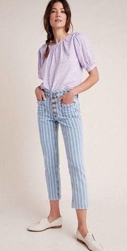 Pilcro and the Letterpress Anthro High Rise Slim Straight Striped Jeans Size 26
